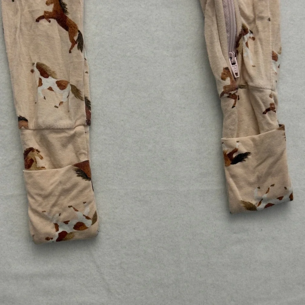 Angel Dear Long Sleeve Footie Zippy Jumpsuit 18-24‎ Months Horse Print Fold Over